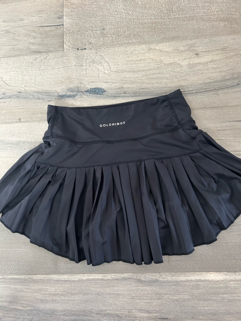 GoldHinge Black Pleated Performance Mini Skirt
